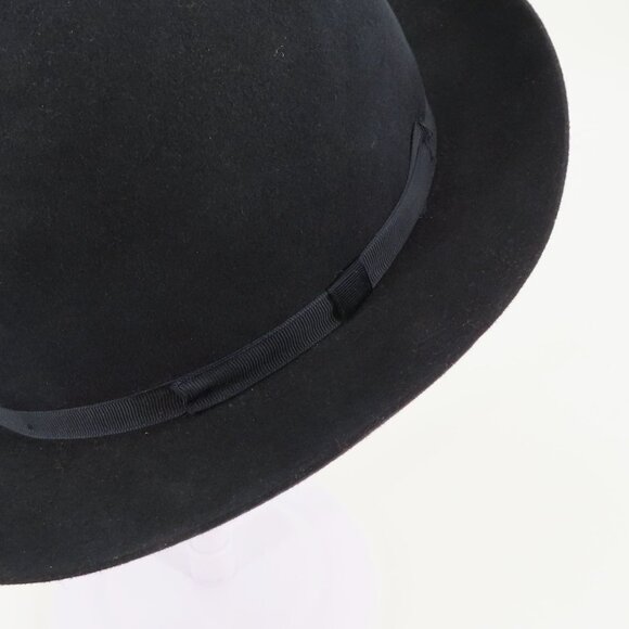 VTG Burberrys Womens Medium M Dark Navy Blue Bowler Derby Hat Made in England main image 10